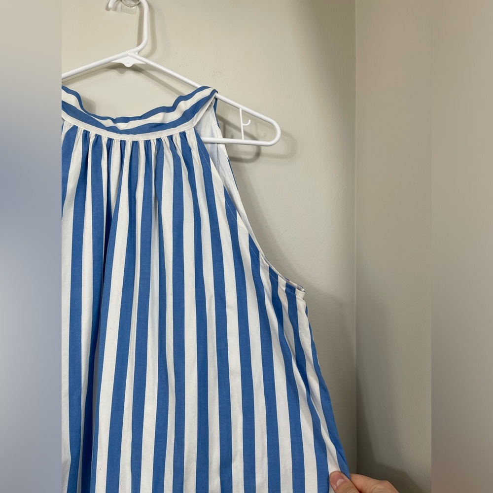 J.Crew Blue and White Striped Cotton Work Summer SunDress Dress Size 12 - Picture 4 of 15